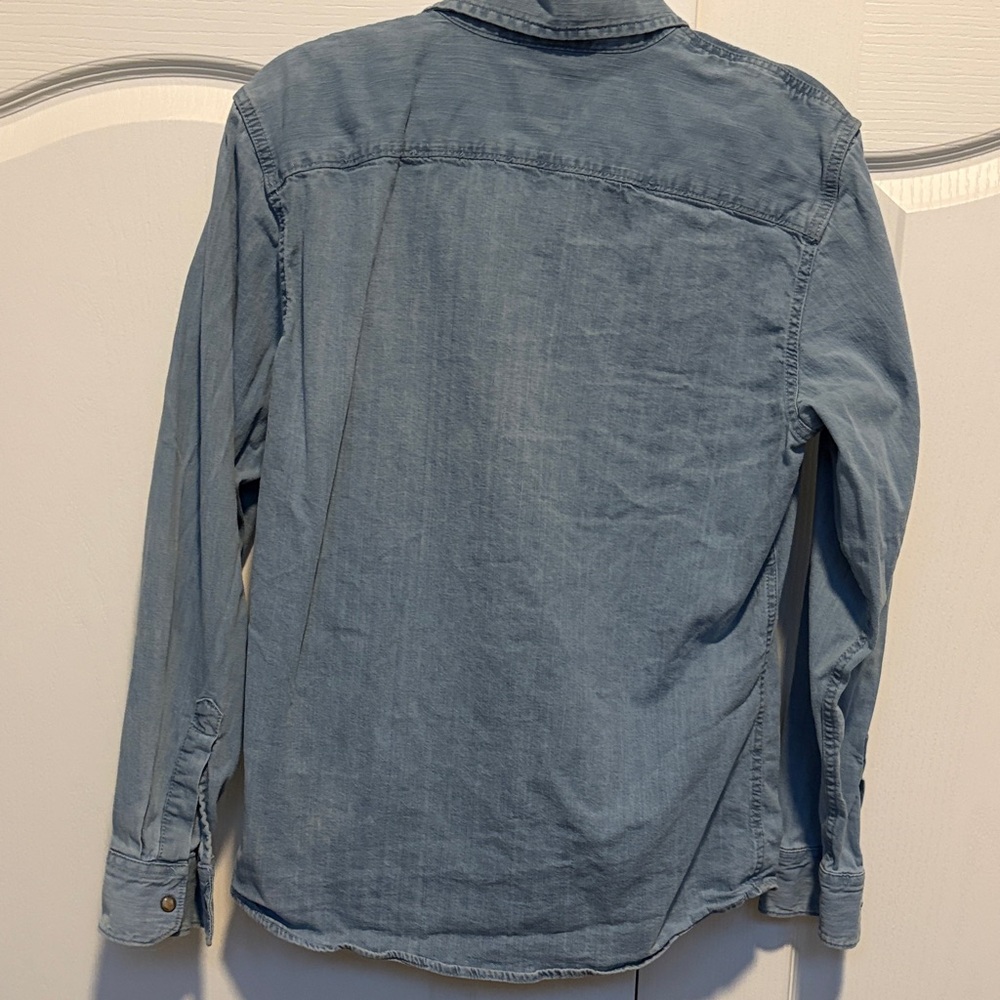 Wrangler Light Blue Denim Snap-Front Western Shirt - Picture 7 of 7